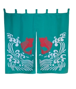 100004DN‘DOUBLE FISH’ GREEN NOREN日式綠色雙魚掛布
